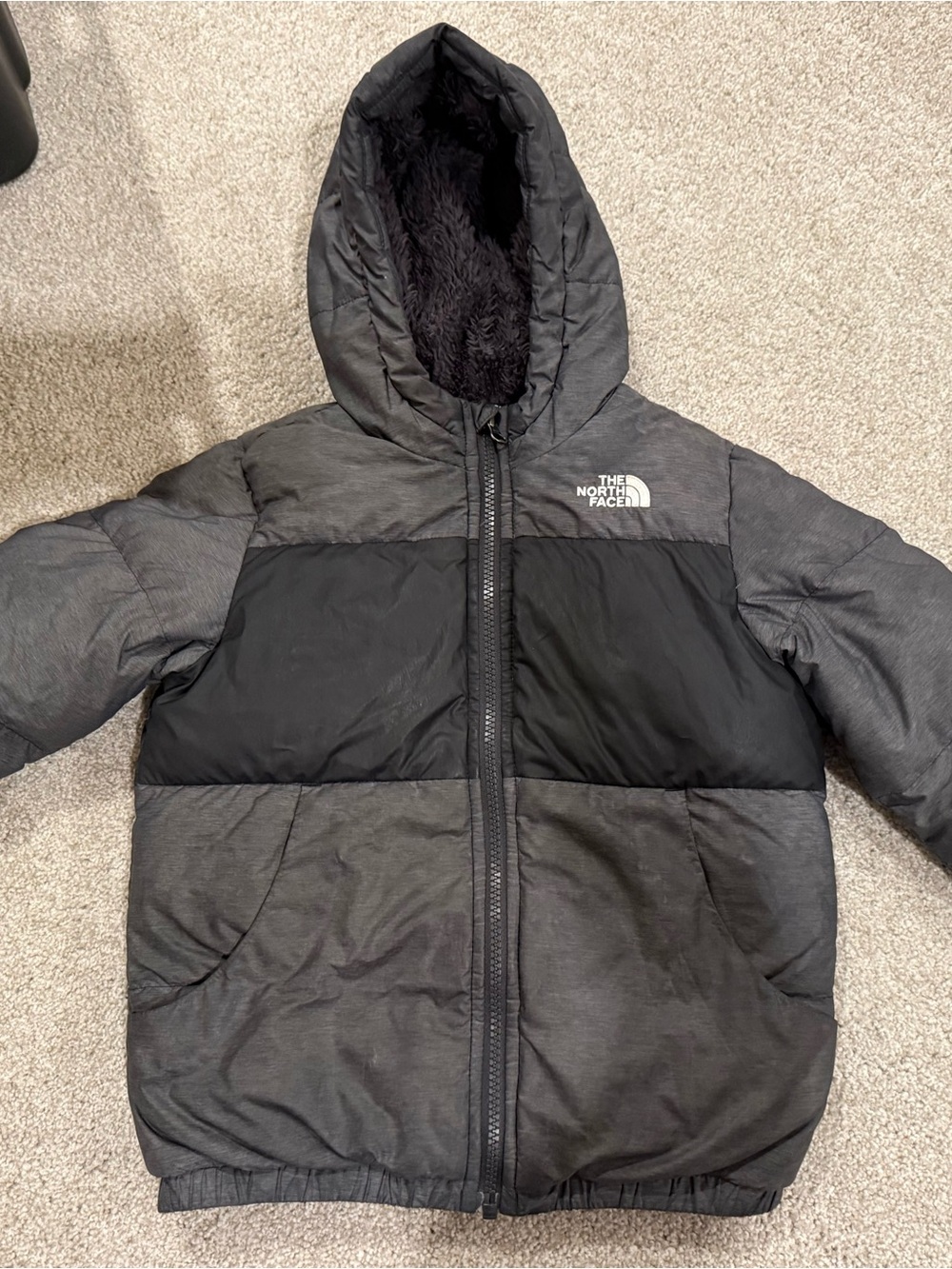 The North Face Kids Black & Charcoal Hooded Puffer Jacket